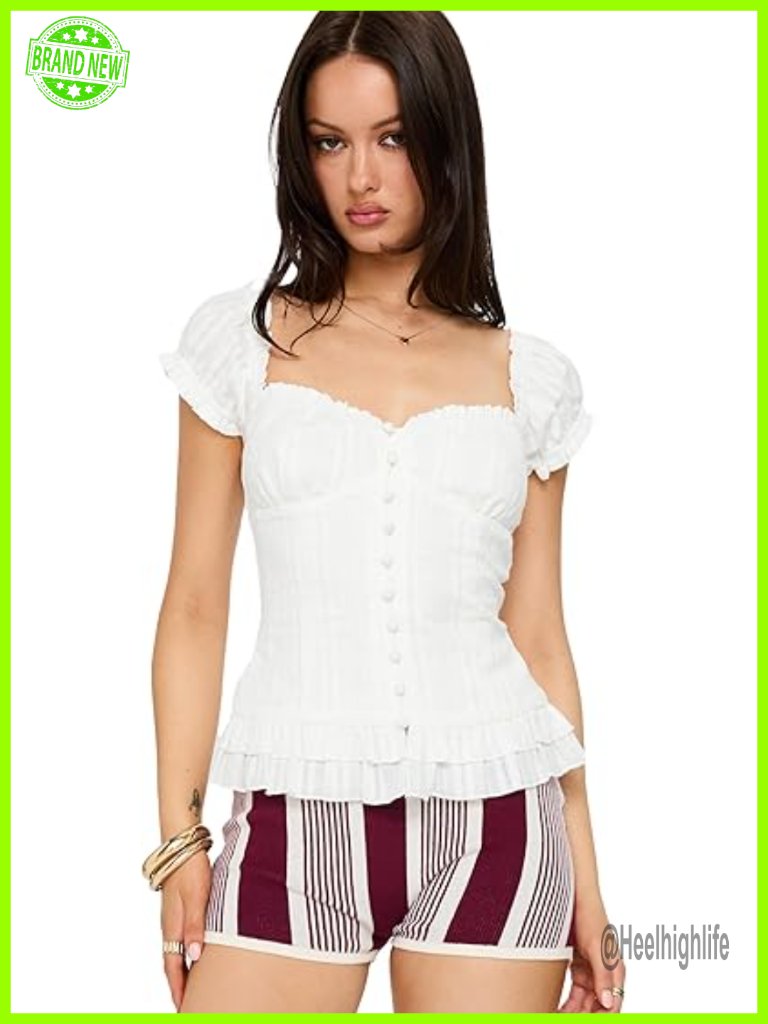 Ruched Bust Button-Up Floral Detail Top Cotton Tank Camisole